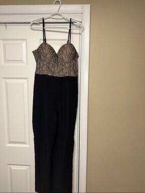 Aqua Black Jumpsuit with Nude Lace Bodice